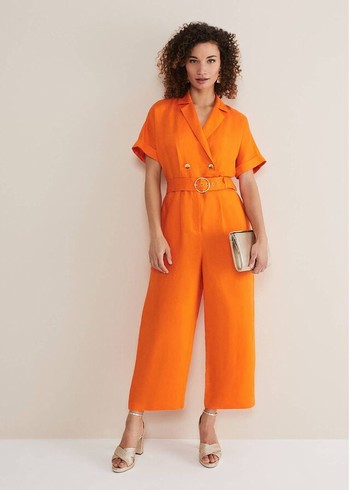 Phase Eight Pria Linen Jumpsuit Orange USA | 0549187-TI